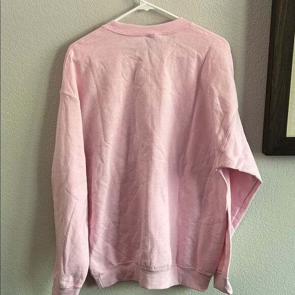 Gildan Pink 'Feeling Festive' Sweatshirt Sz L impeccable - Picture 4 of 12
